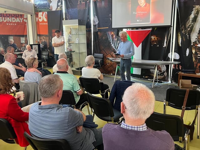 Paul O'Connor of the Pat Finucane Centre at the launch of a new pamphlet entitled 'Paul Whitters: A Generous Spirit.'