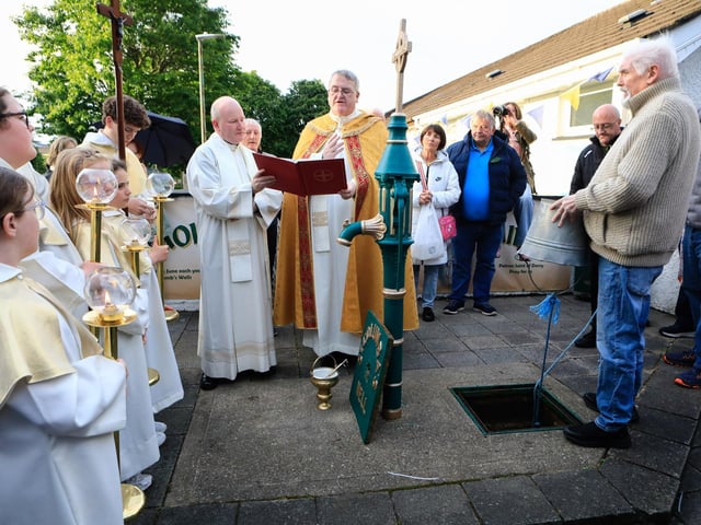 Fr. John Joe Duffy, PP, Creeslough, at the blessing of the water at St. Columba’s Well, as part of the celebrations marking St. Columba’s Day. (Photo - Tom Heaney, nwpresspics)