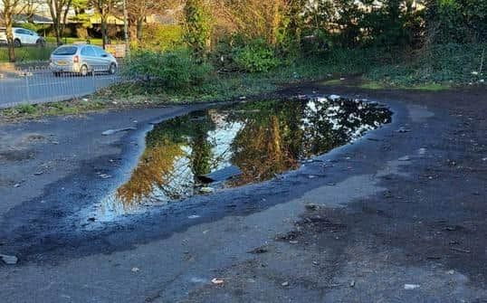 The pothole at Pennyburn car park.