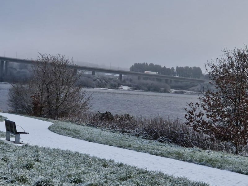 Derry in the snow.