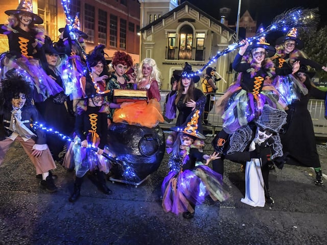 Participants the ‘City of the Bones’ Halloween carnival parade on Friday evening.  Photo: George Sweeney