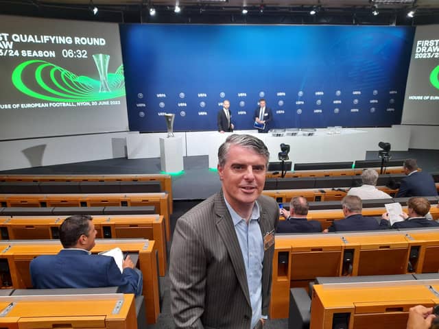 Declan Callaghan, Derry City director pictured this week at UEFA headquarters, in Switzerland.