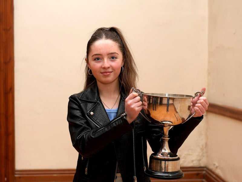 Fourteen-year-old May Connolly won the Bishop Hegarty Cup and Annie Morgan Bursary at the Feis Dhoire Cholmcille on Wednesday at St Columb’s Hall. Photo: George Sweeney.