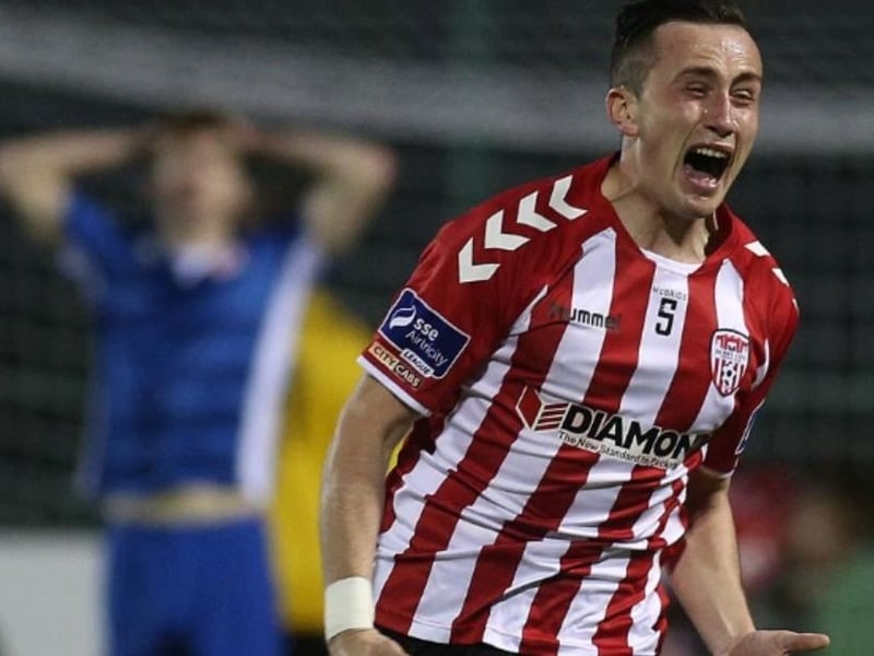 Derry City FC Home Shirt 2017. (Aaron McEneff). Hummel.