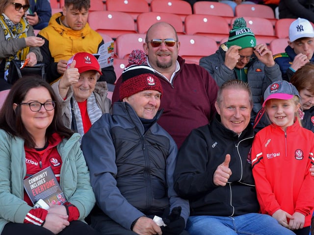 Derry fans at the game against Donegal. Photo: George Sweeney