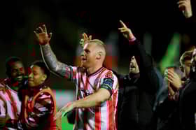 HAPPIER TIMES . . . Mark Connolly celebrates a big win against Bohemians in the FAI Cup semi-final at Dalymount last season.