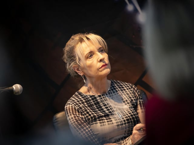 Martina Anderson chairing the discussion with former British soldier Michael John Pike (Spike Pike) at Saturday's Feile event in the Museum of Free Derry. (Photos: Jim McCafferty Photography)