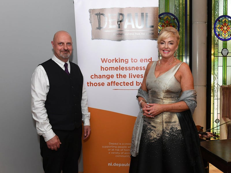 Darren McParland and Helena Bracken from the DePaul charity at Bet McLean Derry Journal People Awards 2024. Photo: George Sweeney