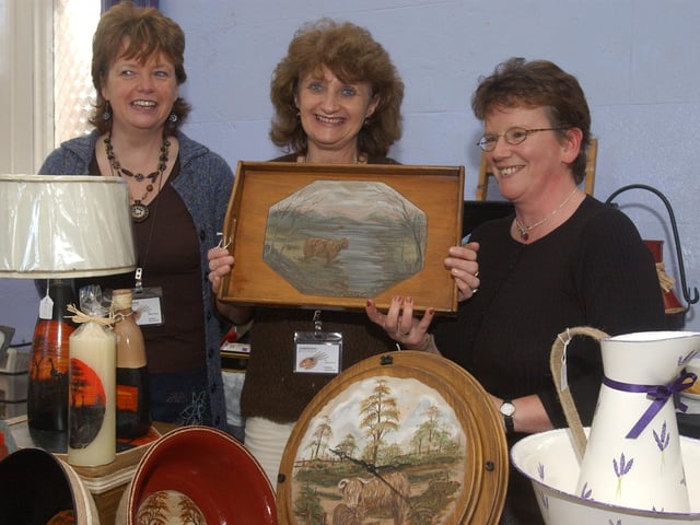 From left, Gillian Brown, Hilary Knobbs, and Shirley Quigley. (2911PG04)                                : Christmas in Inishowen in 2005.
