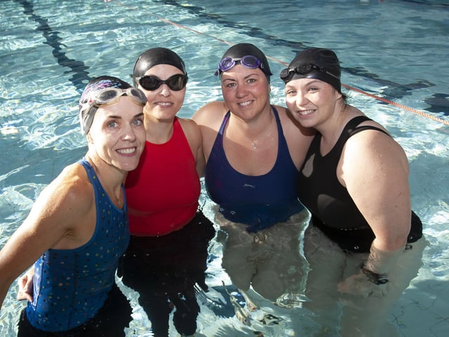 Some of the competitors take time out for a photo before the start of Sunday’s Bogside & Brandywell Health Forum ‘Try-A-Tri’ at Templemore Sports Complex.