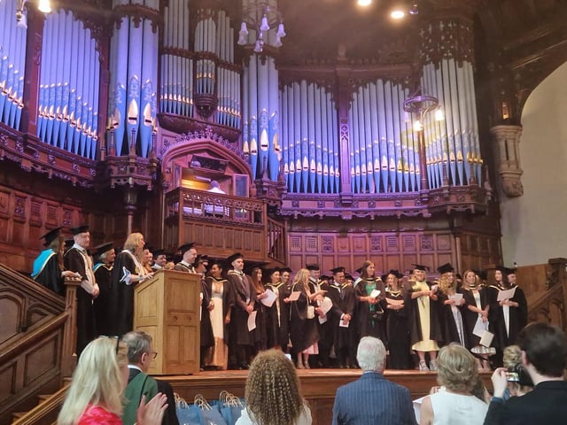 Graduates from Magee's Graduate Entry Medical School (GEM) in the Main Hall of the Guildhall on Monday.