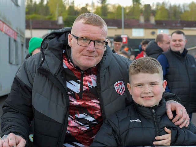 Derry City fans at the Brandywell on Friday evening. Photo: George Sweeney