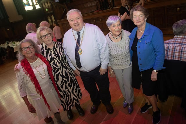 The Deputy Mayor, Darren Guy pictured with a group of ladies during the Mayor's first Tea Dance of the year at the city's Guildhall on Wednesday afternoon. Included are Chris Harkin, Marian McGavigan Paula Dillon and Pamela Smyth.