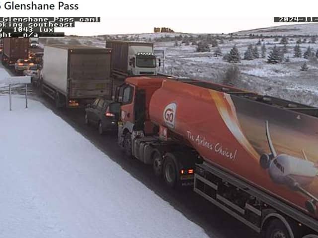 Heavy traffic on an icy Glenshane Pass at 9am on Wednesday.