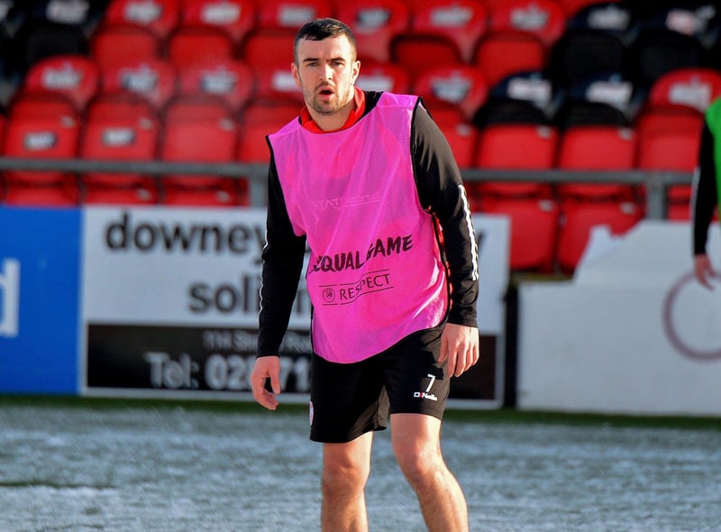 Derry City’s Michael Duffy training at the Brandywell Stadium on Monday. Picture: George Sweeney. DER2304GS – 14