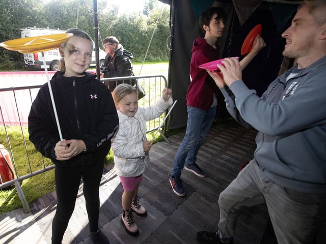 Children taking part in one of the many circus workshops at Saturday's Waterside Together Festival. : .