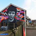 A mural dedicated to the late Nell Mc Cafferty in Lisfannon Park in the Bogside, painted by Donal O’Doherty and Ray Bonner from the Peaball Art Collective, was unveiled on Saturday afternoon to mark International Women’s Day.  Photo: George Sweeney