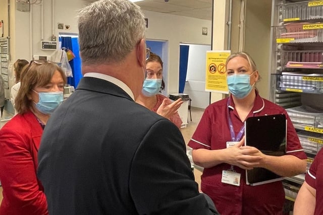 The Health Minister joined the Western Health and Social Care Trust Chief Executive Neil Guckian and Director of Unscheduled Care, Medicine, Cancer and Clinical Service, Geraldine McKay as they visited the Altnagelvin Emergency Department on Tuesday.