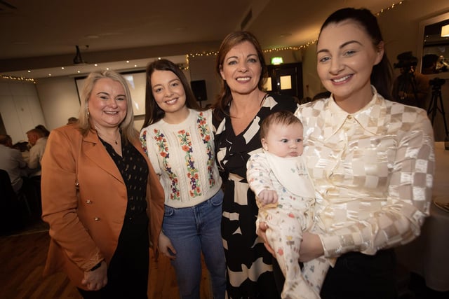Councillor Sandra Duffy pictured with Daire Lamberton, Lisa Lamberton and Nicole Rabbett with 12 weeks old Odhran at Friday's event.