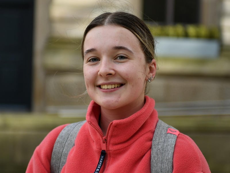 Kelly is from Cookstown, attending Ulster University as a student. She said the scariest horror film she has ever seen is Terrifier 3. “I saw it a couple of days ago with my friends. There was too much gore for me. It was good but not for me,” said Kelly. Photo: George Sweeney