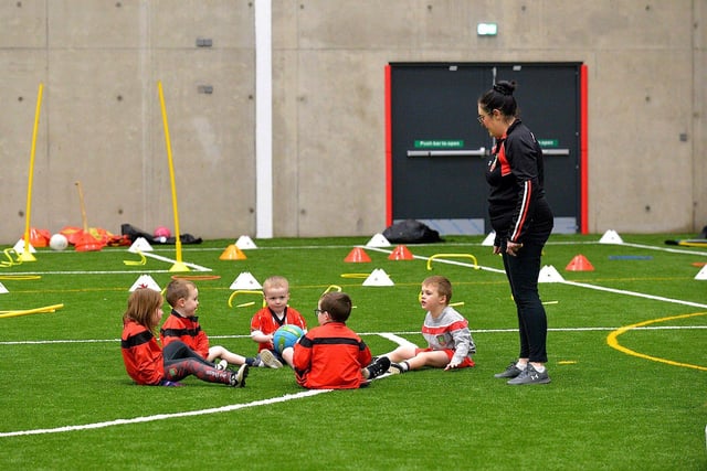 Children training on the 3G pitch at Sean Dolans GAC’s new state-of-the-art indoor arena.  Photo: George Sweeney. DER2305GS – 96
