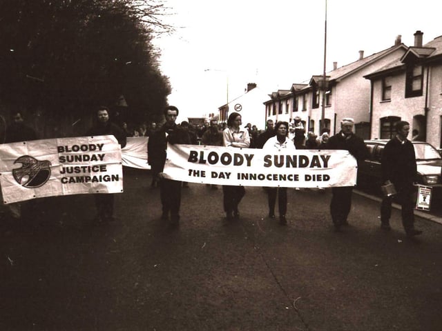 Scenes from the Bloody Sunday commemorative events in Derry in January 1996.