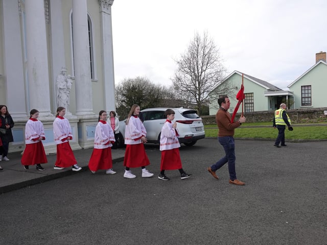 The Palm Sunday Procession on Sunday, March 24 from St, Mary's Oratory in Buncrana, during which prayers and reflections were offered and read.
