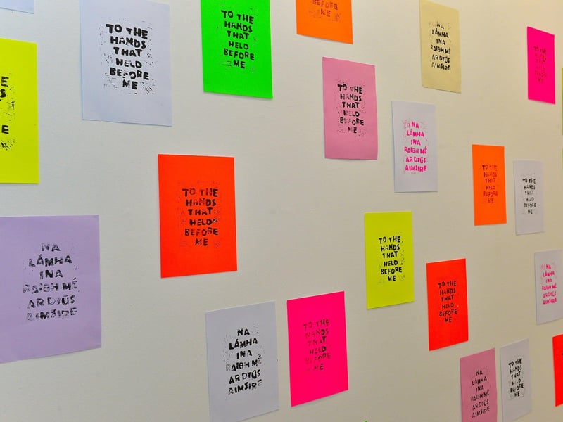 A detail from Chloe Austin’s exhibit ‘To the hands that held before me’ at the Centre for Contemporary Art’s ‘Urgencies’ Exhibition which runs until 18th March next. Photo: George Sweeney. DER2304GS – 28