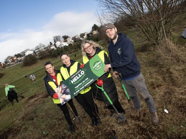 Conservation volunteer Paul McCay, pictured on Saturday morning at the Special Tree Planting Day at Bay Road Park with Ann McAlpine, Anthea Sastyin and Lisa Sherry.