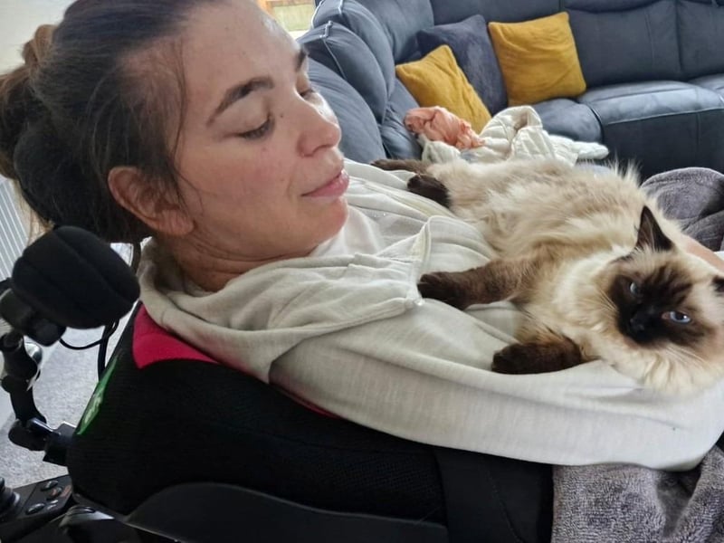 Christine with her beloved cat Misty