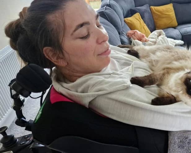 Christine with her beloved cat Misty