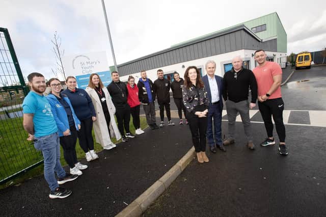 Organisers, funders and representatives from the various groups involved in the launch of the Rio Ferdinand Foundation Partnership in Derry on Friday afternoon last. (Photos: Jim McCafferty Photography)