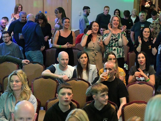 Fans at the Big Fight Night held in the Everglades Hotel on Saturday evening last. Photo: George Sweeney.  DER2312GS – 101