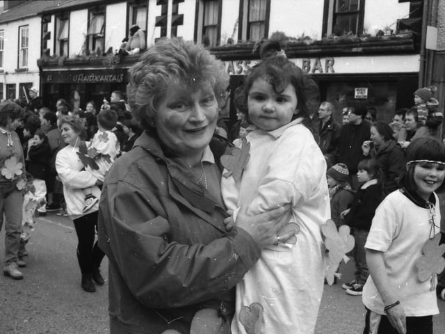 Enjoying the St. Patrick's Day parade in Buncrana in 1998.