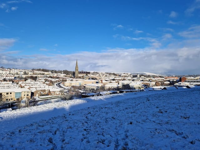 The Bogside, Creggan, St. Eugene's Cathedral and Rosemount from Grand Parade.
