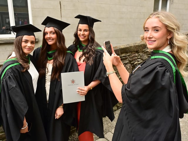 Snapped at Grad day! BSc (Hons) Diagnostic Radiography & Imaging students celebrating on Tuesday from Ulster University Derry, Lauren Rushe, Rois Collins, and Shauna Sloan snapped by Emma Loane graduating in Physiotherapy.