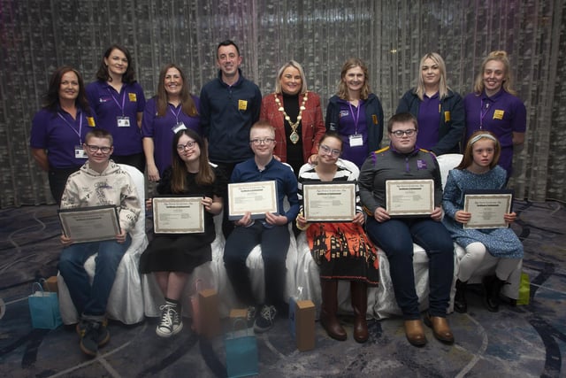 Members of the 13-19 year old group receiving their certificates at the FDST Celebration of Achievement Event on Tuesday night.