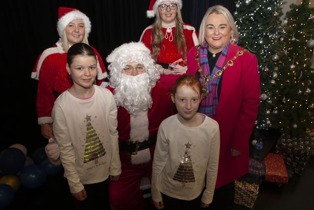 Santa Claus and his Helpers at St. Mary’s College Annual Christmas Fair with the Mayor, Sandra Duffy and Grace Kelly and Shannon O’Hagan on Saturday.