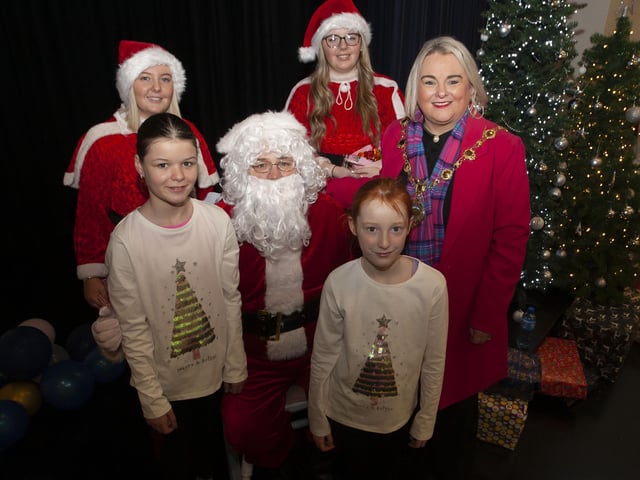 Santa Claus and his Helpers at St. Mary’s College Annual Christmas Fair with the Mayor, Sandra Duffy and Grace Kelly and Shannon O’Hagan on Saturday.