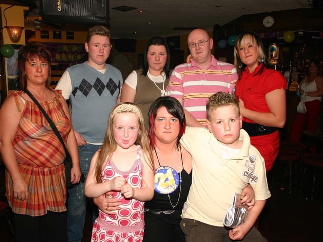 Birthday Girl Wendy O Donnell seated with her Family
Shannon, Darren, Mum Ann, Ciarian, Martina, Liam and Rosie. 3917/dd : Parties and celebrations across Derry in May 2006.