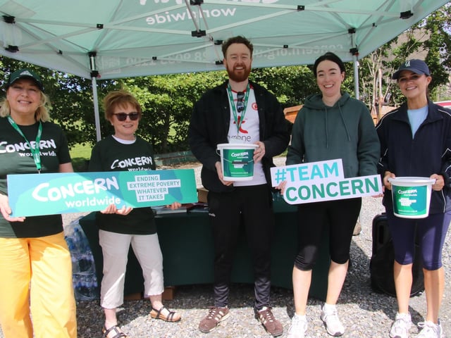 Cora Morrison, Concern Events Manger, Cora Morrison, Concern, Ryan McNally, Concern pictured with volunteers Moira McNally and Shannon Kavanagh at The 19th Annual Scalp Mountain Climb to the Cross in aid of Concern Worldwide. (Photo - Deirdre Heaney, nwpresspics) : .