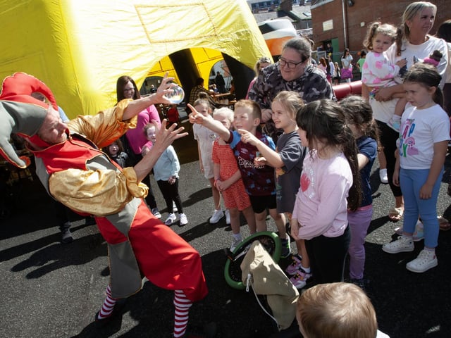 Fun and frolics at Saturday's Féile 23 'Big Bog BBQ' at Pilot's Row Centre, Derry. (Photos: Jim McCafferty Photography)