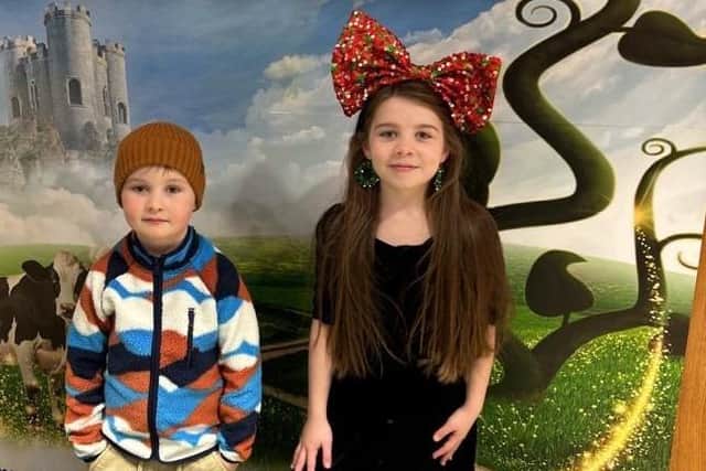 Sofia and Evan Collins pictured before watching the fantastic Jack and the Beanstalk panto at the Millennium Forum.