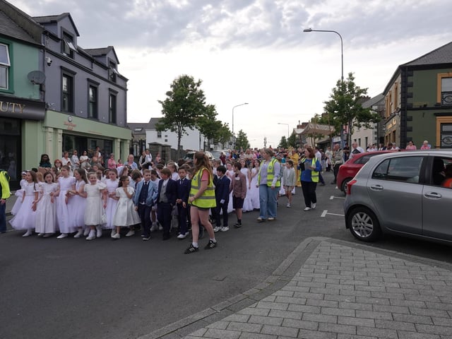 First Communion children took part in the procession.