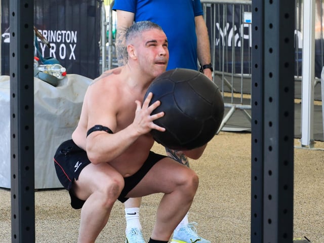 Participants taking part in the Ebrington Hyrox held in Ebrington Square on Saturday. (Photo - Tom Heaney, nwpresspics)