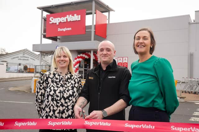 SuperValu operations manager Gillian Cuddy, store manager Ryan Kealey and Head of Retail Operations Caroline Rowan officially launch the revamped store.