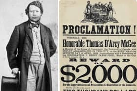 Thomas D'Arcy McGee and the reward poster for his assassin.