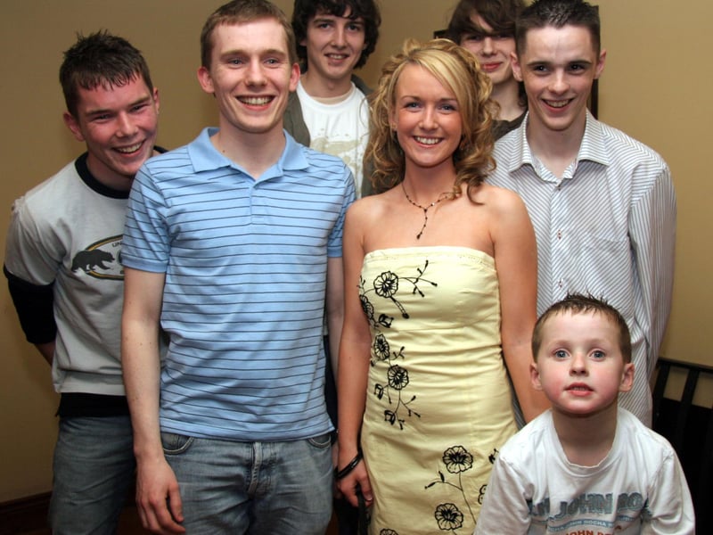Birthday girl Jennifer is a big hit with the boys, Lorcan, David, Gareth, Patrick, Damien and Sean 0638JML