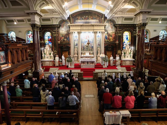 Fr. John Joe Duffy, PP, Creeslough, chief concelebrant at the Mass to mark the 80th anniversary of Consecration of Long Tower Church, on the Feast of St. Columba. (Photo - Tom Heaney, nwpresspics)