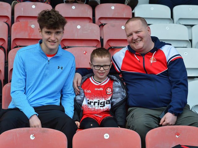 Fans in Celtic Park on Sunday afternoon for Derry's National football League game against Mayo. Photo: George Sweeney